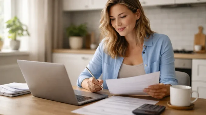 Person uden indkomst undersøger lånemuligheder ved køkkenbordet i Danmark